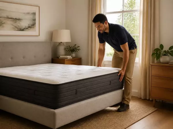 Livraison d’un meuble sur mesure dans une chambre lumineuse et calme