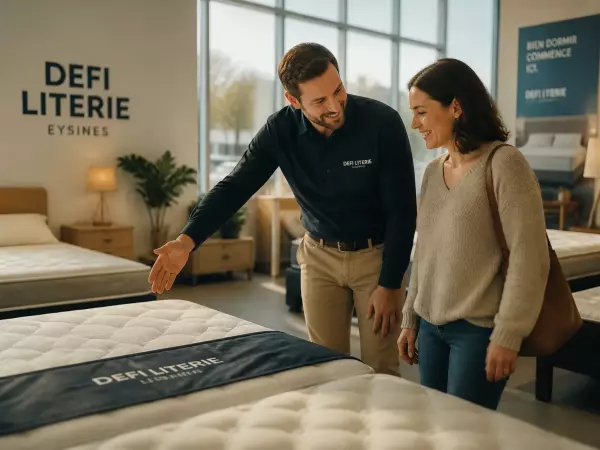 Relationnel: conseiller guide client dans le choix literie